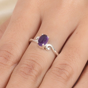 Purple Amethyst Ring, 925 Sterling Silver Ring, Ring for Women, Natural Amethyst Ring, Handmade Silver Ring, Dainty Ring, Oval Amethyst Ring