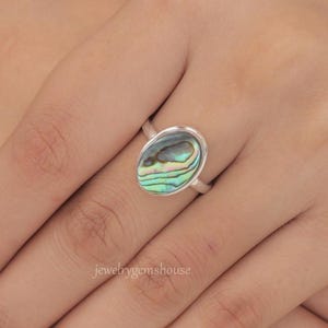 Abalone Shell Ring, 925 Sterling Silver Ring, Natural Gemstone Ring, Ring for Women, Boho Ring, Handmade Jewelry, Anniversary Gift for Her