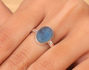 Natural Aquamarine Ring, Gemstone Ring, Sterling Silver Ring, Aquamarine Silver Ring, Boho Ring, Statement Ring, Oval Ring, Handmade Ring