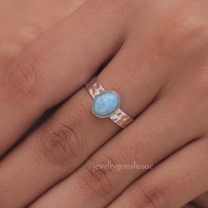 Larimar Ring, 925 Sterling Silver Ring, Natural Gemstone Ring, Bohemian Ring, Handmade Jewellery, Every Day Ring, All Ring Size Available