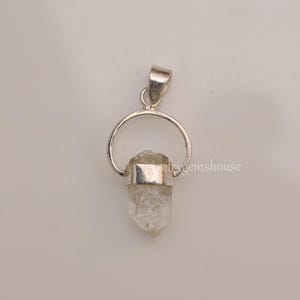 Raw Herkimer Diamond Pendant, 925 Silver Pendant, Heling Crystal Pendant, Halloween Jewelry, Elegant Pendant, Hippie Pendant, Gift For Her image 4