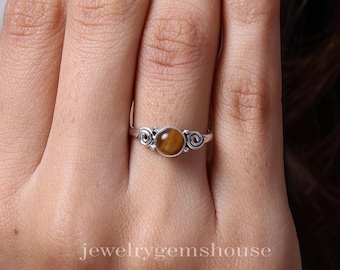 Vintage 10k Gold Tigers Eye Ring Size 8 3/4 / Real Gold / Solid