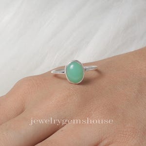 Chrysoprase Ring, 925 Sterling Silver Ring, Handmade Ring, Minimalist Jewelry, Healing Crystal Ring, Gemstone Ring, Christmas Gifts