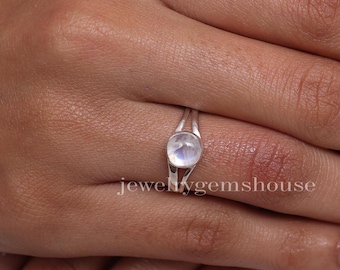 Rainbow Moonstone Ring, 925 Sterling Sliver Ring, Gemstone Ring, Handmade Jewelry Ring, Bohemian Ring, Women Silver Ring, Minimalist Ring