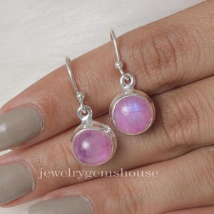 Natural Pink Moonstone Earrings, 925 Sterling Silver Earrings, Triple Drop Earrings, Women Silver Jewelry, Boho Earrings, Handmade Earrings