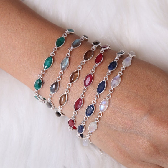 Bracciale Donna In Pietre Preziose Naturali Peridoto - Argento Sterling 925, Perline Multicolore Rondelle, Gioiello Bohémien Fatto A Mano