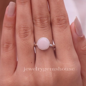 Pink Opal Ring, 925 Sterling Silver Ring, October Birthstone Ring, Gemstone Ring, Handmade Jewelry, Oval Shape Ring, Gift for Her