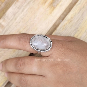 Rainbow Moonstone Ring, 925 Sterling Silver Ring, June Birthstone Ring, Oval Gemstone Ring, Handmade Ring, Moonstone Jewelry, Gift For Her