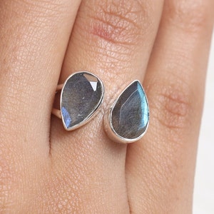 Labradorite Ring, 925 Sterling Silver Ring, Pear Gemstone Ring, Adjustable Ring, Women Silver Ring, Handmade Jewelry Ring, Gift for Her