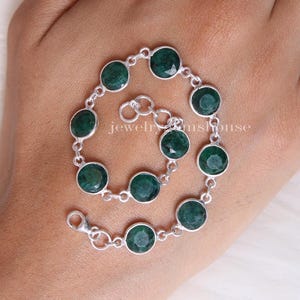Smaragd Armband, 925 Sterling Silber Armband, facettierte Edelstein Armband, Mai Birthstone Armband, handgemachter Schmuck, Geburtstagsgeschenk für sie