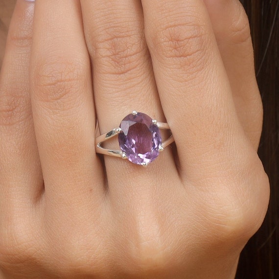 Amethyst Ring, 925 Sterling Silver Ring, Oval Amethyst Ring Amethyst Ring, 925 Sterling Silver Ring, Oval Amethyst Ring