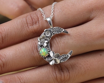 Collana di Opale Etiope Naturale grezzo, Catena argento sterling, Gemma