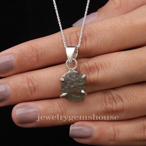 Genuine Certified Moldavite Pendant, 925 Sterling Silver Pendant, Natural Gemstone Pendant, Handmade Silver Jewelry, Hippie Pendant,