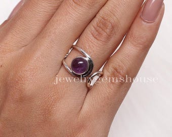 Amethyst Ring, 925 Solid Sterling Silver Ring, Crystal Ring, Adjustable Ring, February Birthstone, Amethyst Jewelry Ring, Ring For Women