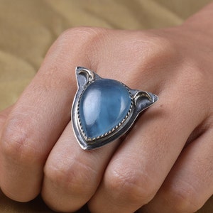 Aquamarine Ring, 925 Sterling Silver Ring, Statement Ring, Handmade Ring, Women Ring, Gemstone Ring, Gift for Her, March Birthstone Ring