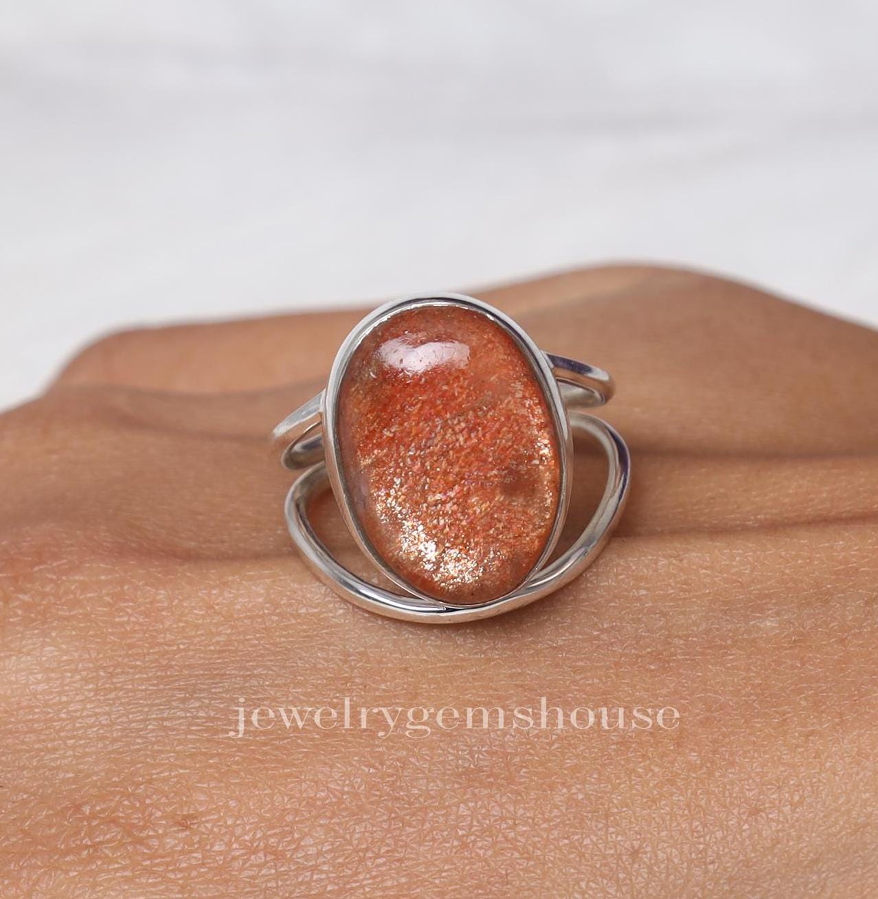 Anello In Argento 925 Con Pietra Preziosa Ovale – Handmade, Regalo Perfetto Per Lei