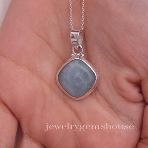 Aquamarine Pendant, 925 Sterling Silver, March Birthstone Pendant, Dainty Pendant, Minimalist Jewelry, Handmade Necklace, Pendant For Women