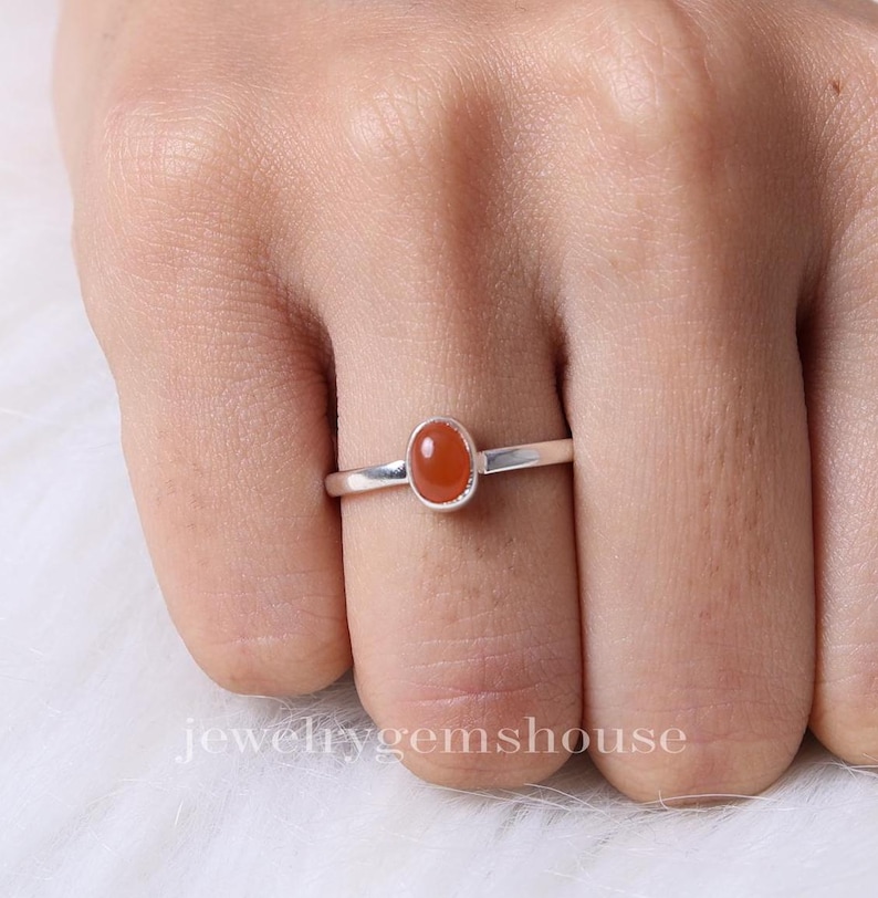 Carnelian Ring, 925 Sterling Silver Ring, Cabochon Gemstone Ring, Minimalist Silver Jewelry, Handmade Ring, Hippie Ring, Every Day Ring