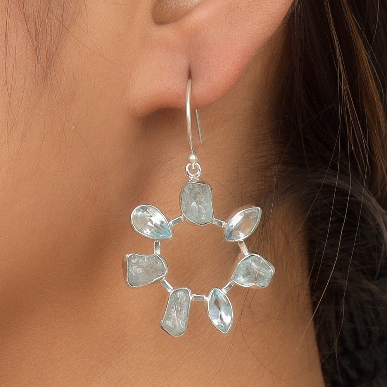 Bague D'oreilles Argent Massif Zirconium.VENDU À L'UNITÉ