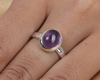 Anello In Argento Sterling Con Ametista Fatto A Mano: Pietra Preziosa A Goccia, Misura 6 E 7,5 - Italia - Foto 4