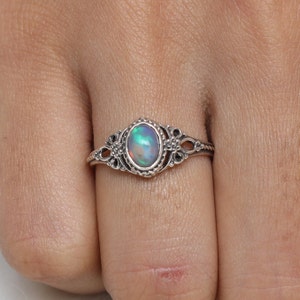 Ethiopian Opal Ring, 925 Sterling Silver Ring, Oval Gemstone Ring, Bohemian Ring, Women Ring, Handmade Jewelry, Elegant Silver, Gift for Her