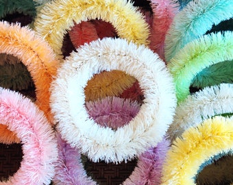 Miniature Bottle Brush Wreaths - Unfinished Pastel Hand Dip Dyed DIY Craft Blanks ***Read Description***
