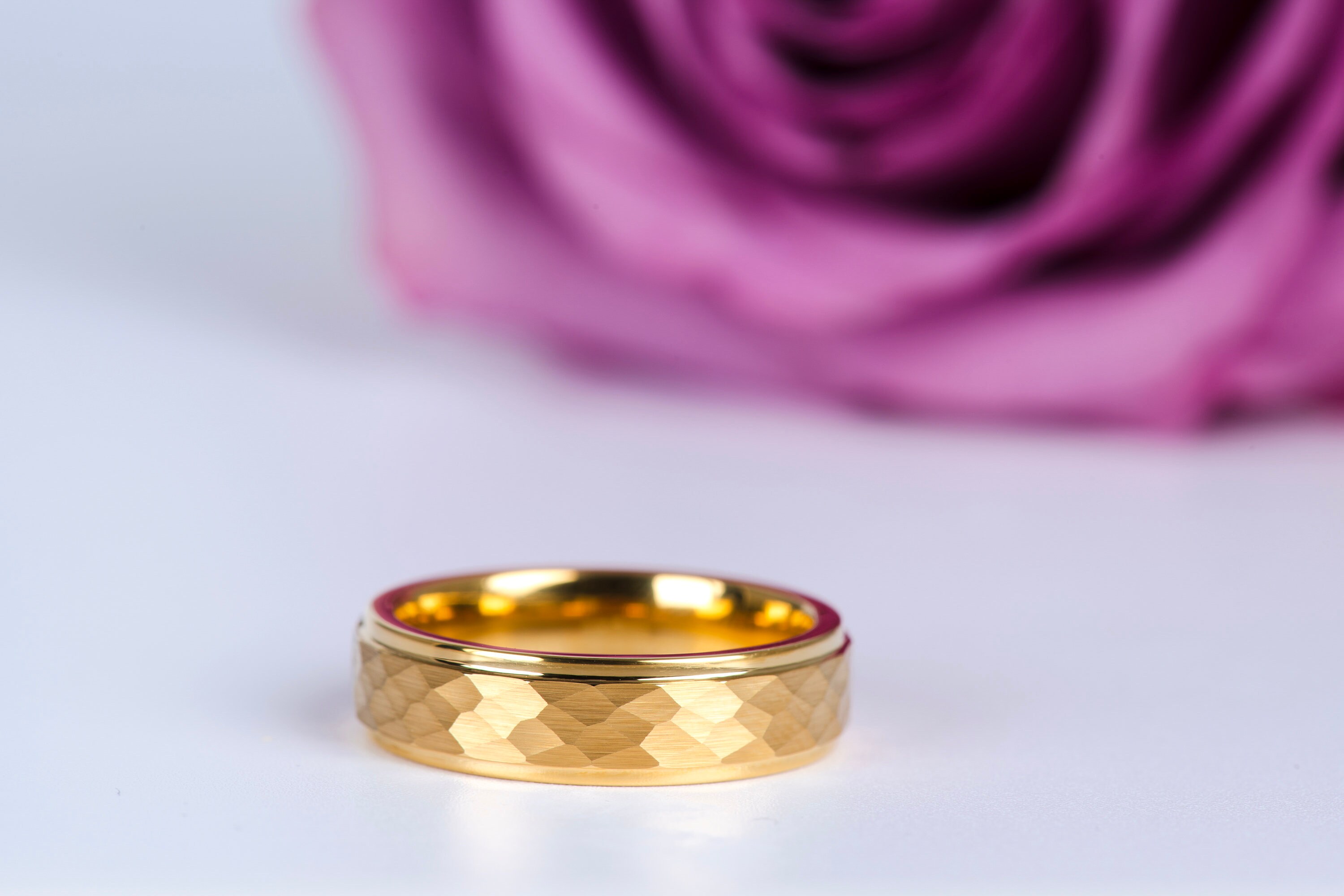 14k Solid Gold Plated Tungsten Ring Mens Wedding Band Etsy