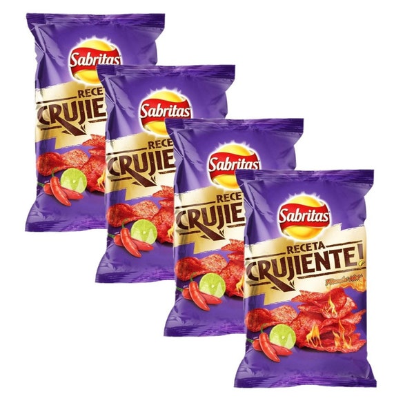 Sabritas Receta Crujiente Flamin' Hot mexikanische Chips, 4 Tüten (49 G)