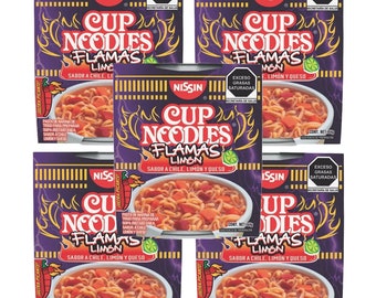 Nissin Cup Noodles Flamas Limon Instant Soup, 5 Cups of 64g