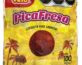 Pica Fresa Vero Chili Strawberry Gummy Candy 1 Bag (100 count)