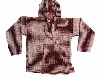 Poncho hecho a mano con capucha mexicana (S)