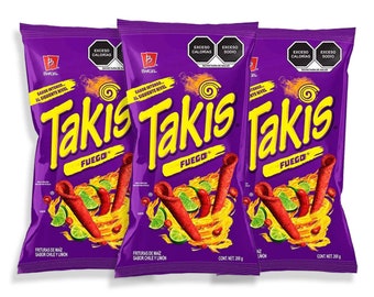 Takis Fuego Mexican Chips BARCEL 3 BAGS, 65G EACH 