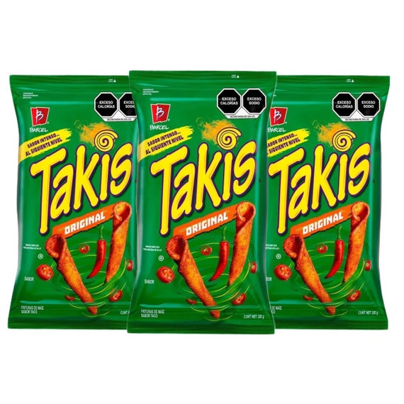 Takis Originales Mexican Chips BARCEL, 3 Bags 65 G EACH 