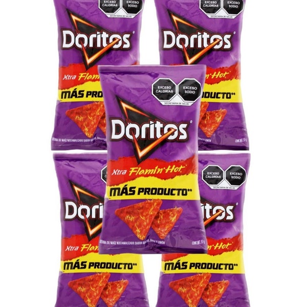 Doritos Xtra Flamin' Hot Sabritas Mexican Chips, 5 BAGS (62 G)