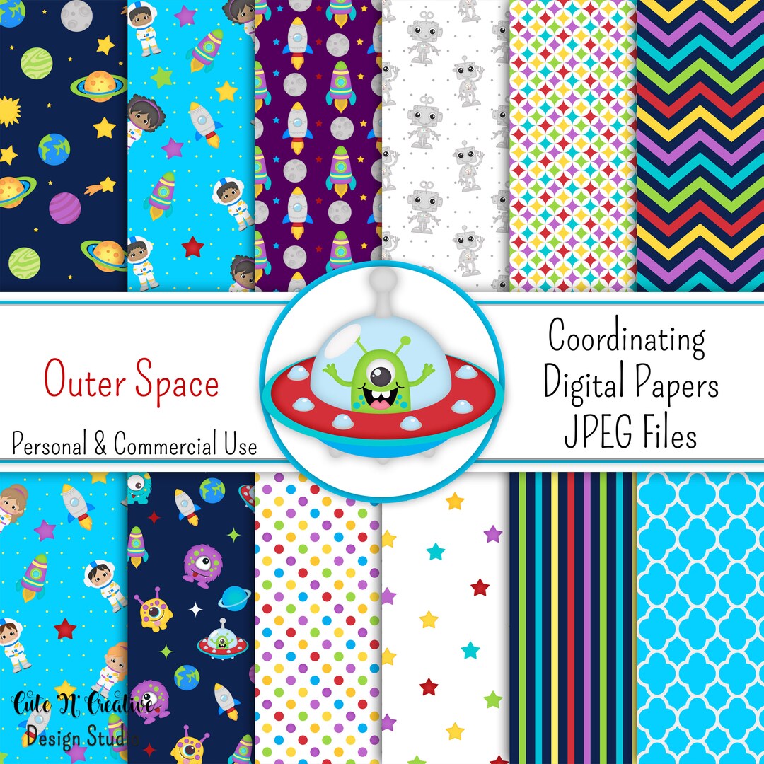 Outer Space Coordinating Digital Paper Pack ~ Graphics Kristi W Designs ...