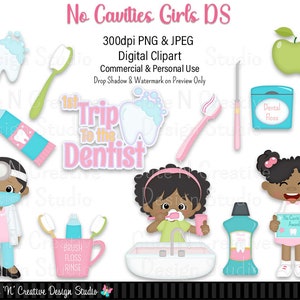 Zestaw cyfrowych klipartów No Cavities Girls DS ~ Grafika Kristi W Designs Do użytku osobistego i komercyjnego Scrapbooking Clipart Sublimacja