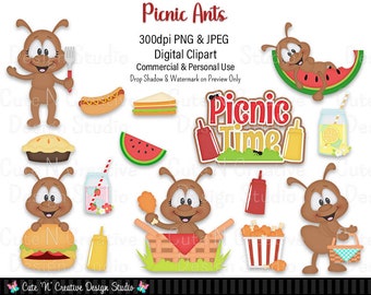 Picnic Ants Digital Clip Art Set ~ Graphics Kristi W Designs Personal Commercial Use Scrapbooking Clipart Sublimation