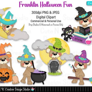 Franklin Halloween Fun EXCLUSIVE Digital Clip Art Set ~ Graphics Kristi W Designs Personal & Commercial Use Scrapbooking Sublimation