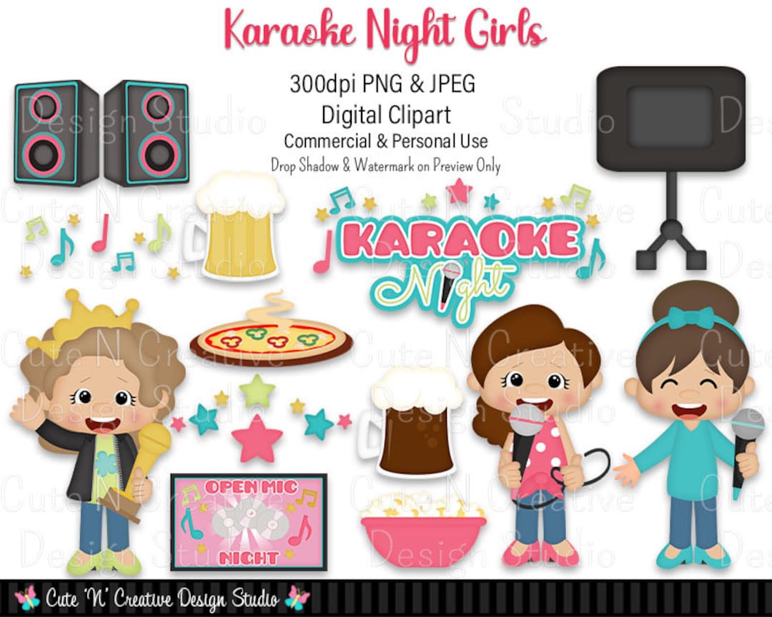 Karaoke Night Girls Digital Clip Art Set Graphics Kristi W Designs karaoke-night-girls-digital-clip-art-set-graphics-kristi-w-designs
