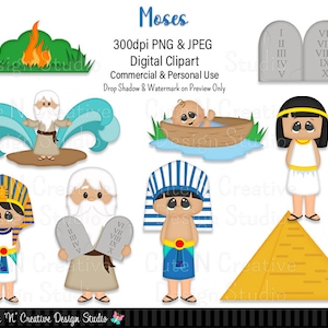 Moses Digital Clip Art Set ~ Graphics Kristi W Designs Personal & Commercial Use Scrapbooking Sublimation