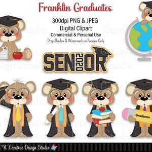 Franklin Graduates Digital Clip Art Set ~ Graphics Kristi W Designs Personal Commercial Use Scrapbooking Clipart Sublimation