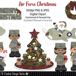 Air Force Christmas Digital Clip Art Set ~ Graphics Kristi W Designs Personal Commercial Use Scrapbooking Clipart Sublimation
