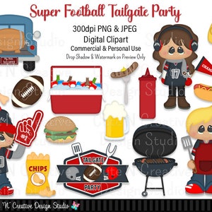 Super Football Tailgate Party Digital Clip Art Set ~ Graphics Kristi W Designs Personal & Commercial Use Scrapbooking Sublimation