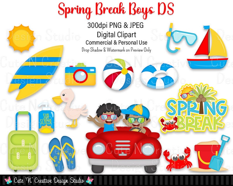 Spring Break Boys DS Digital Clip Art Set ~ Graphics Kristi W Designs ...
