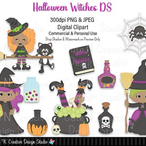 Halloween Witches DS Digital Clip Art Set ~ Graphics Kristi W Designs Personal & Commercial Use Scrapbooking Clipart Sublimation