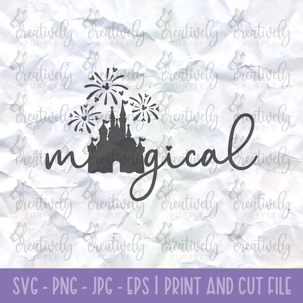 Magical Vacation with Castle and Fireworks SVG