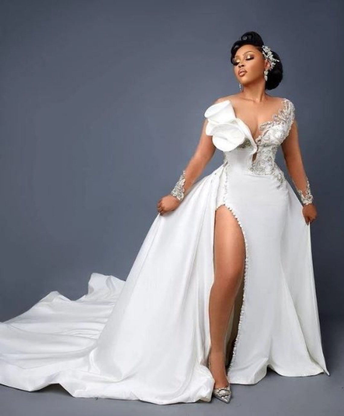 Mermaid Wedding Dress With Detachable Train African Wedding - Etsy