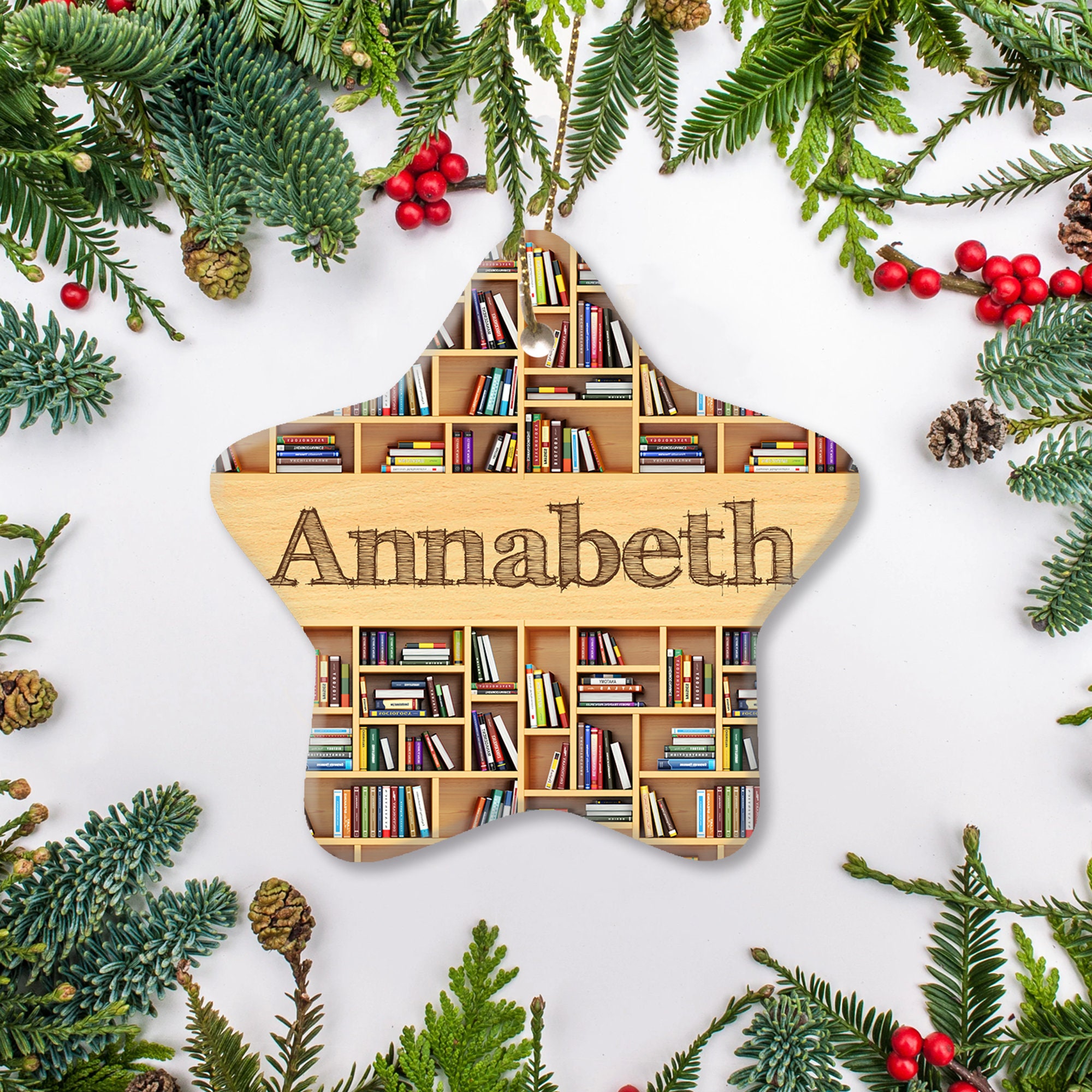 2D Ceramic Ornament for Book Loverspersonalized Bookshelf Etsy