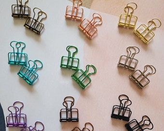 5 pcs Skeleton Binder Clip: Rose gold, Vintage bronze, Gold, Silver, Black, Multicolour | planner clip , journal clip , bull clip