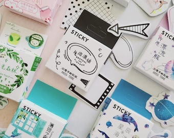 46pcs kawaii Japanese Stickers pack: Green cafe, Blue Ocean, Emerald Summer, Pink Kawaii, Ginger Cat, Black Bubble| Journal, Planner sticker